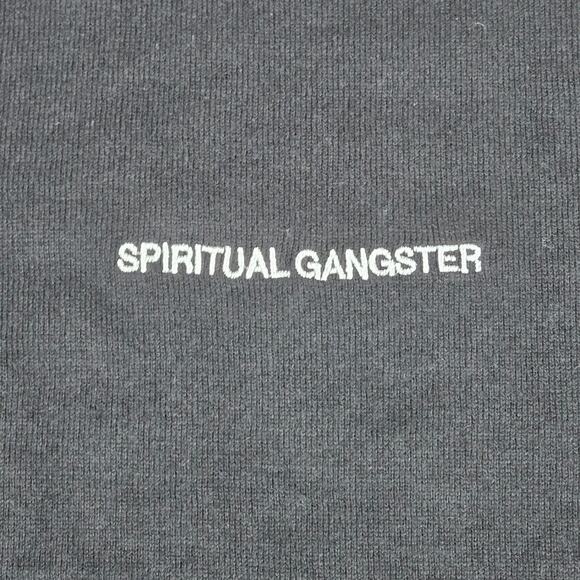 Spiritual Gangster Unisex Yin Yang Parker Sweater Cashmere Blend Vtg Black L NWT - Picture 4 of 13